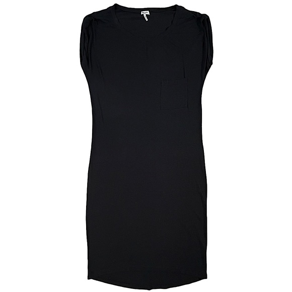 Splendid size medium thin solid black short sleeve midi dress, scoop neck, EUC - Picture 4 of 16